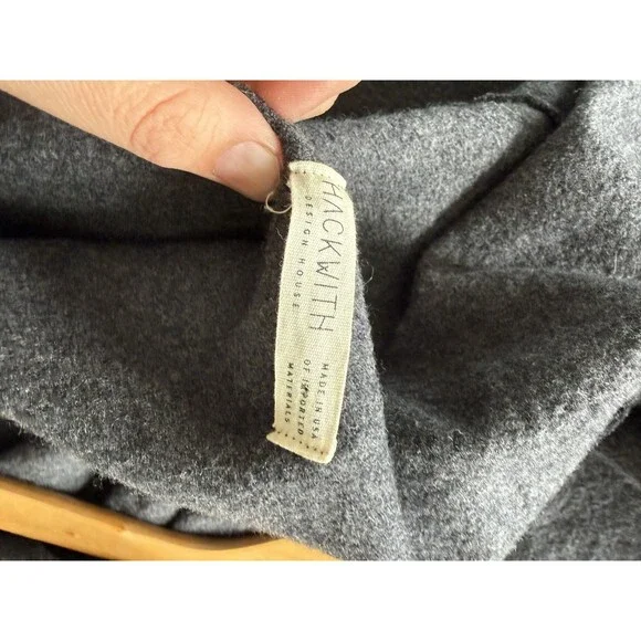 Hackwith Design House Hooded Coat L Large Gray Open Front Wool - Picture 4 of 6
